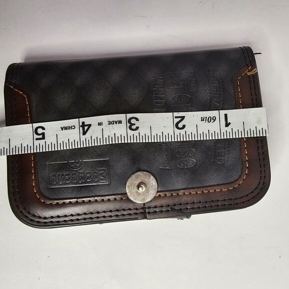 501 Mens Bense Wallet Black With Brown Riveted Snap Closure Credit Card H0358 - Picture 7 of 9